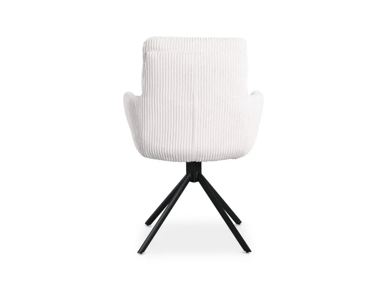 Chaise design avec accoudoirs en velours côtelé blanc écru LOLA