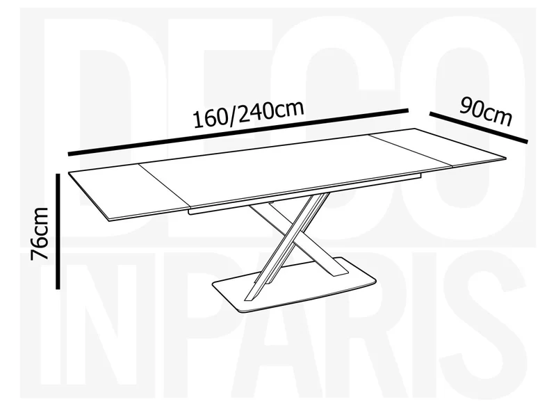 Table à manger extensible en céramique noire 10 personnes 160-240 cm ELEGANCE