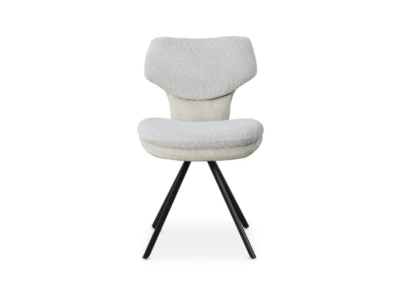 Lot de 2 chaises design en tissu bouclette beige MILIA