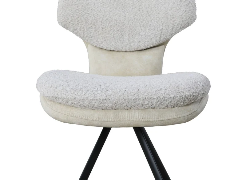 Lot de 2 chaises design en tissu bouclette beige MILIA