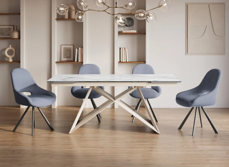 Lot de 2 chaises design en velours côtelé gris SYRA