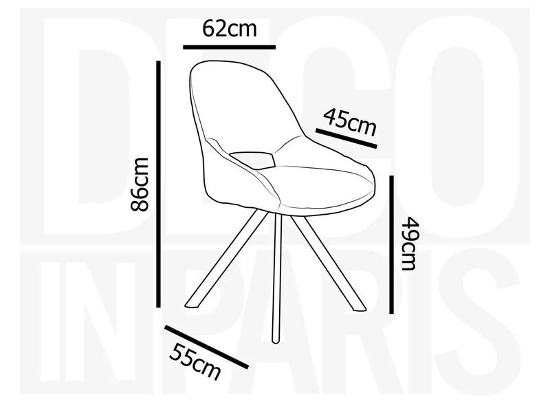 Lot de 2 chaises design en velours côtelé gris SYRA