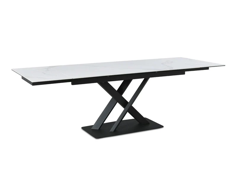 Table à manger extensible en céramique blanche 10 personnes 160-240 cm ELEGANCE
