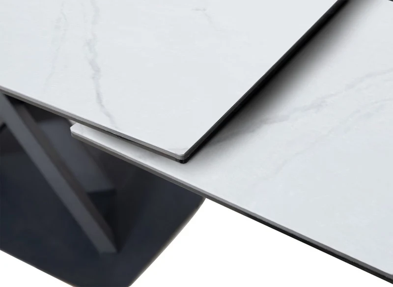 Table à manger extensible en céramique blanche 10 personnes 160-240 cm ELEGANCE