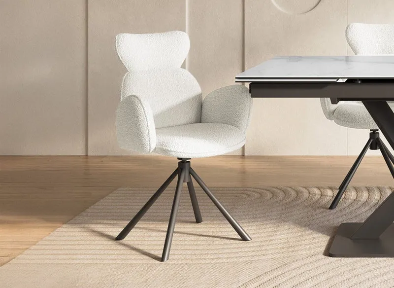 Lot de 2 chaises pivotantes avec accoudoirs en tissu effet peau de mouton beige MAGY