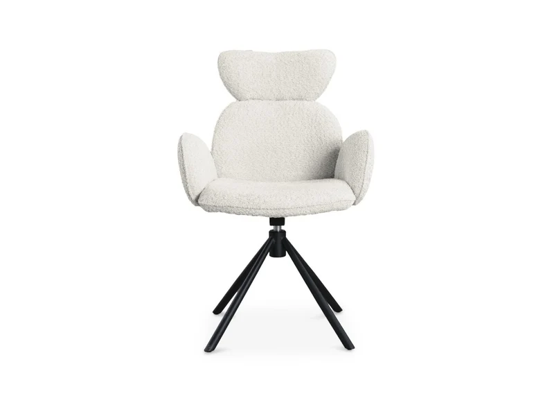 Lot de 2 chaises pivotantes avec accoudoirs en tissu effet peau de mouton beige MAGY