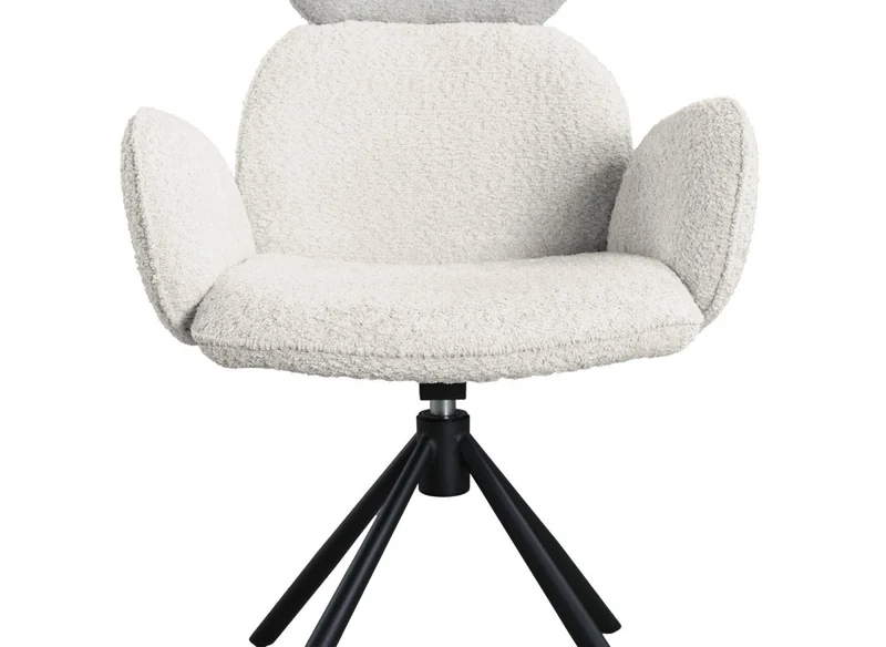 Lot de 2 chaises pivotantes avec accoudoirs en tissu effet peau de mouton beige MAGY
