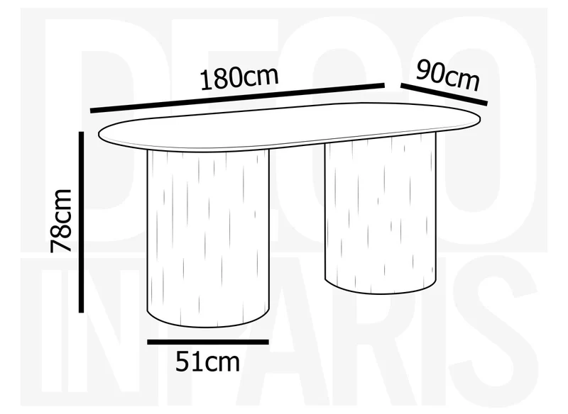 Table à manger ovale en marbre composite beige 6 personnes 180cm DHARA