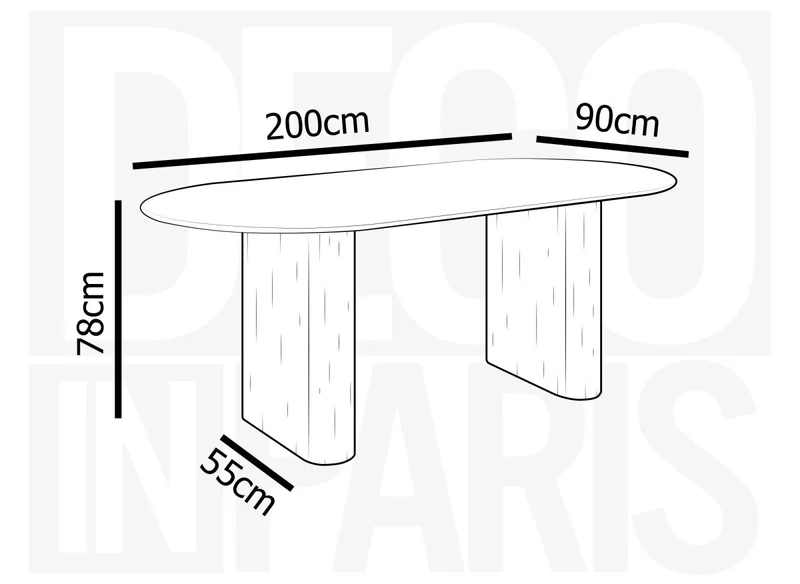 Table à manger ovale en marbre composite beige 8 personnes 200cm ELMA