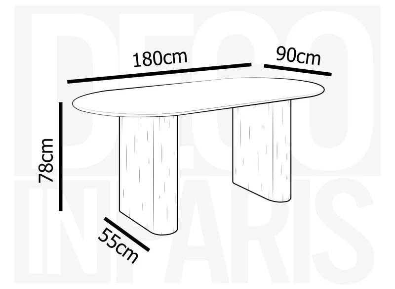 Table à manger ovale en marbre composite beige 6 personnes 180cm ELMA