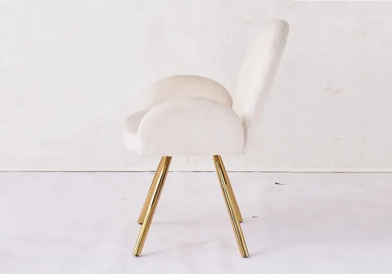 Fauteuil de table velours écru pieds dorés - Mimi x2