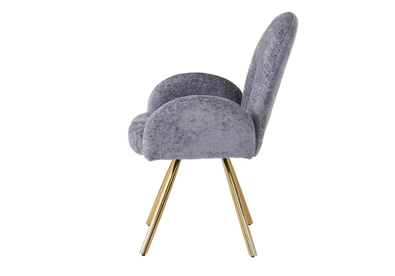 Fauteuil de table velours anthracite pieds dorés - Mimi x2