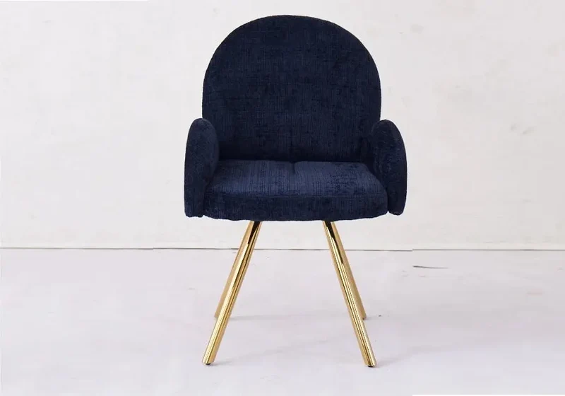 Fauteuil de table velours bleu pieds dorés - Mimi x2