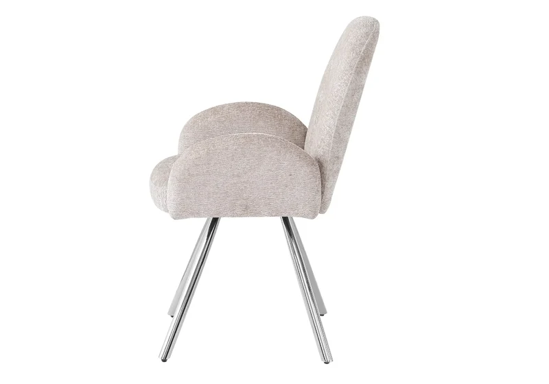 Fauteuil de table velours moka pieds argentés - Mimi x2