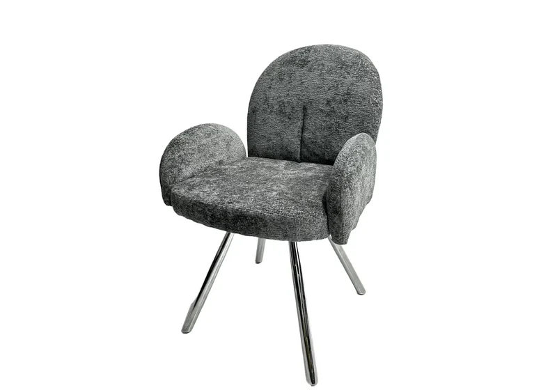 Fauteuil de table velours anthracite pieds argentés - Mimi x2