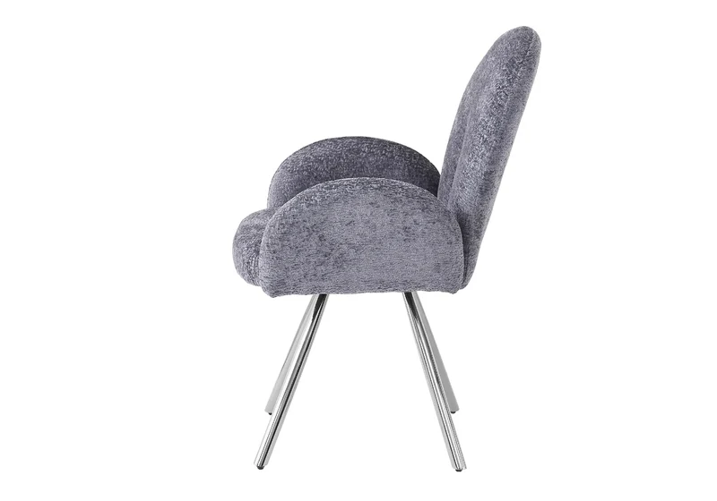 Fauteuil de table velours anthracite pieds argentés - Mimi x2