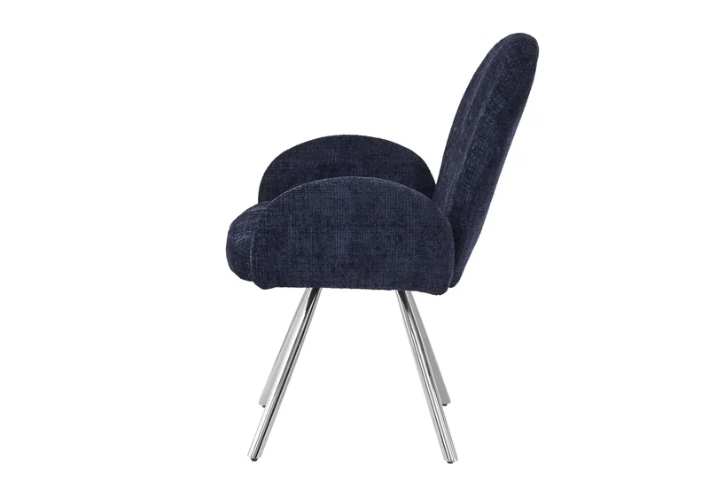 Fauteuil de table velours bleu pieds argentés - Mimi x2