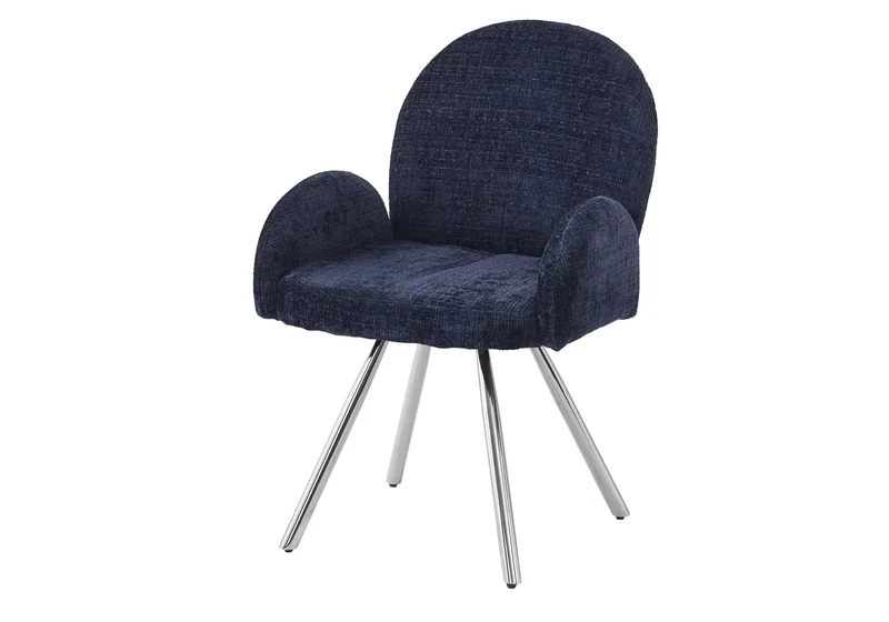 Fauteuil de table velours bleu pieds argentés - Mimi x2
