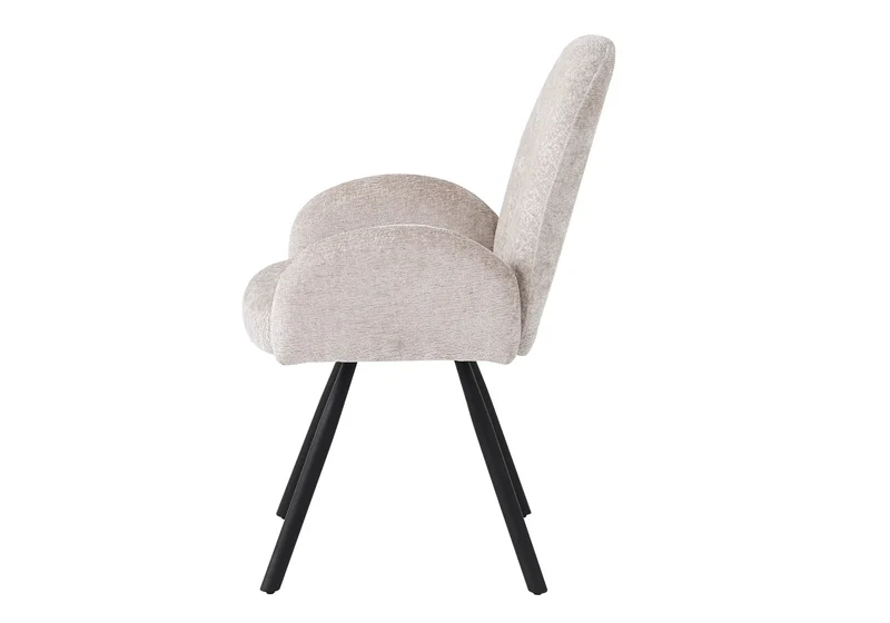 Fauteuil de table velours moka pieds noirs - Mimi x2