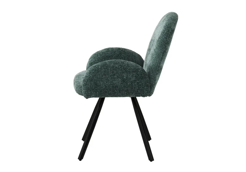 Fauteuil de table velours vert pieds noirs - Mimi x2