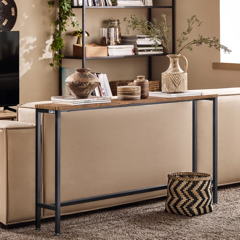 SoBuy FSB19-XL-N Console Entrée Meuble Couloir Étagère Arrière Canapé – Structure Métal Robuste, Design Moderne Ultra Fin – Idéal pour Salon, Chambre, Entrée 120x20x80cm