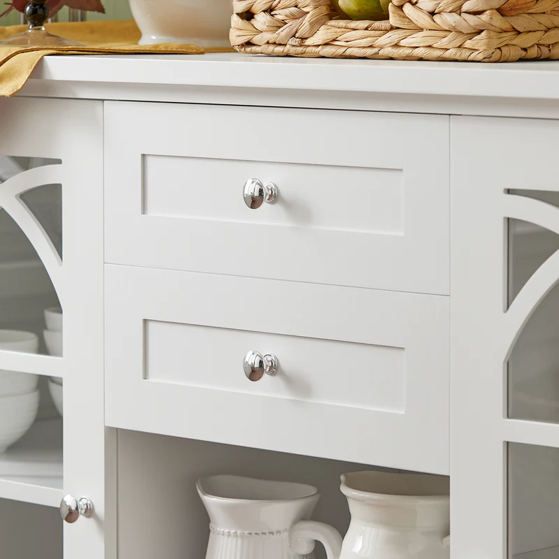 SoBuy FSB79-W Buffet Cuisine avec 2 Portes Vitrées, 2 Tiroirs et 2 Compartiments, pour Cuisine et Salle à Manger, Rangement Optimisé – L120×P39×H78 cm, Blanc