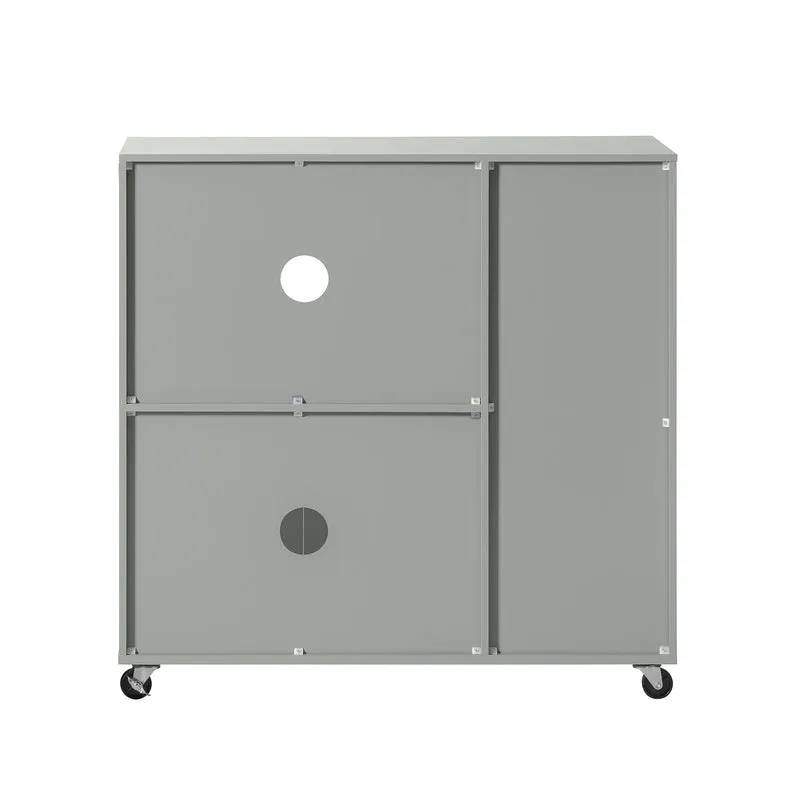 SoBuy FSB78-HG Desserte Cuisine avec Roulettes, Roues et Support Micro-Ondes, Mobile, pour Cuisine et Salle à Manger, Usage Quotidien – L88,5×P40×H89 cm, Gris