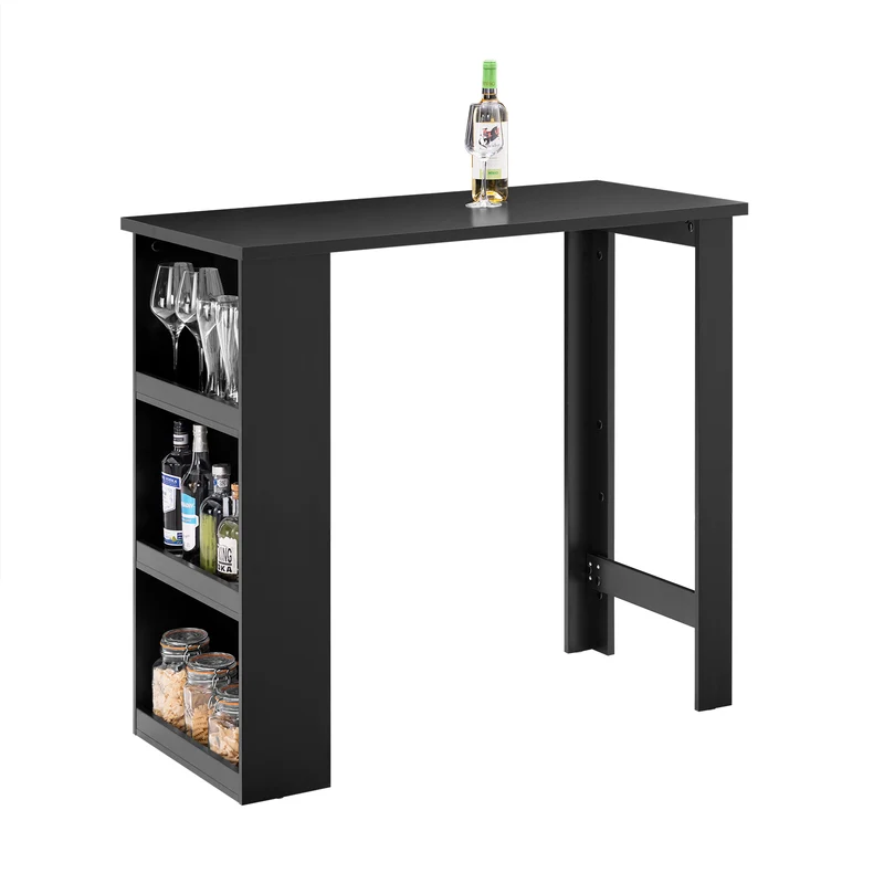SoBuy FWT17-II-SCH Table de Bar Haute de Cuisine Table Mange Debout pour Petits Espaces, Bar pour Cuisine, Salon, Bureau ou Bar à Café Noire 112 x 57 x 106 cm