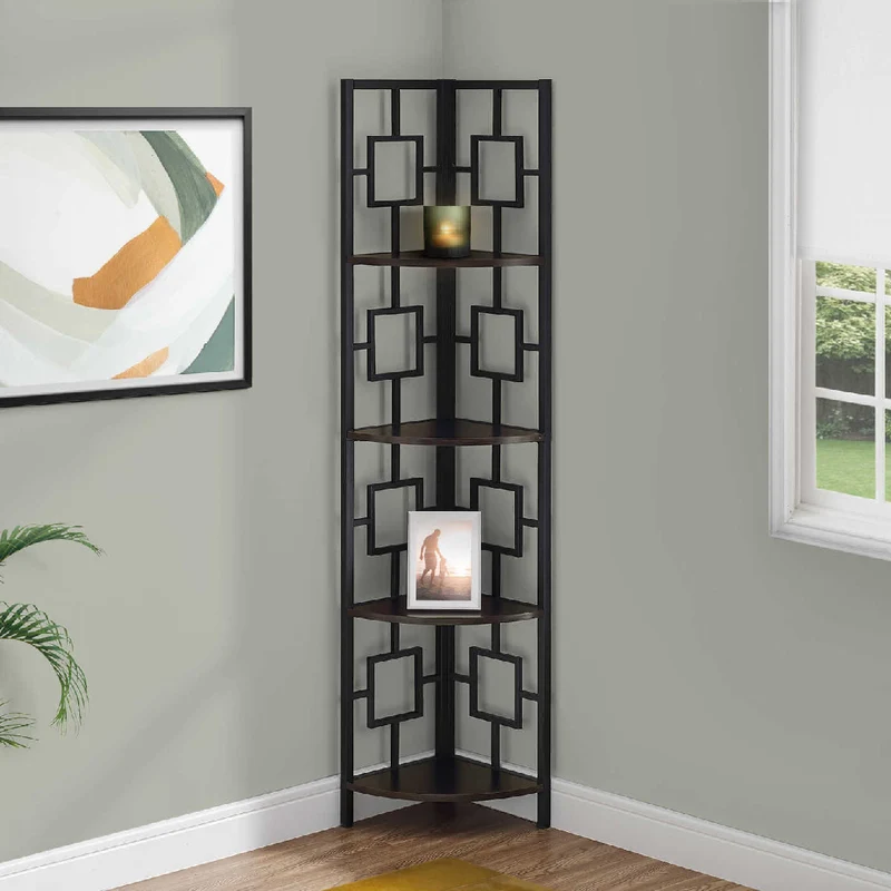 Étagère de coin en métal avec 4 tablettes en MDF/stratifié - I 3610-3611-3612-3613