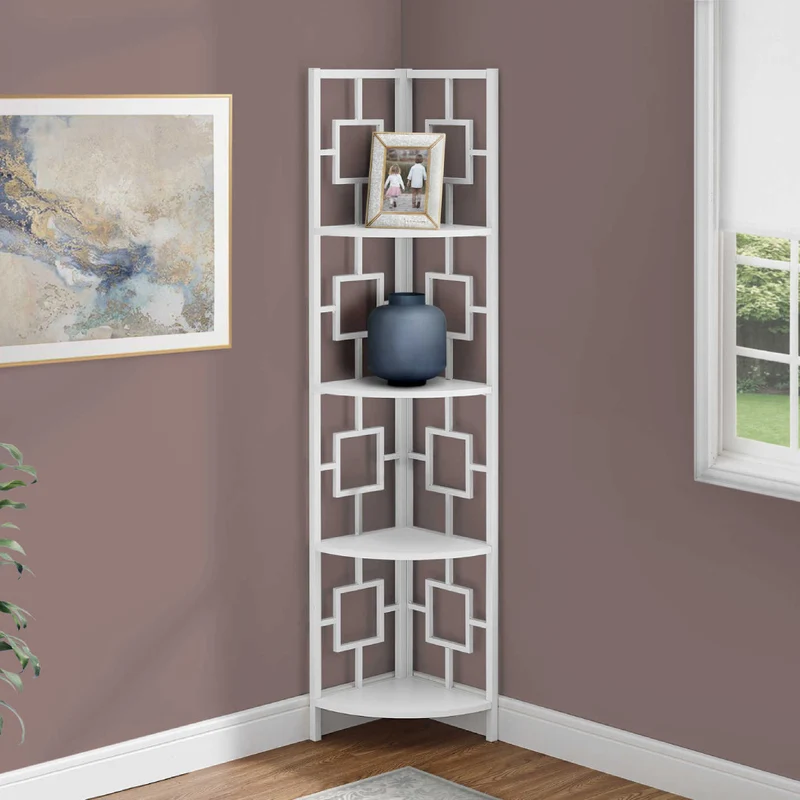 Étagère de coin en métal avec 4 tablettes en MDF/stratifié - I 3610-3611-3612-3613