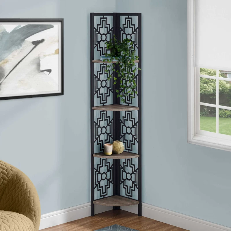Étagère de coin en métal avec 4 tablettes en MDF/stratifié - I 3621-3622-3623