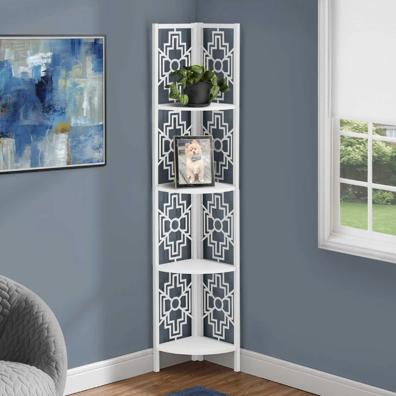 Étagère de coin en métal avec 4 tablettes en MDF/stratifié - I 3621-3622-3623