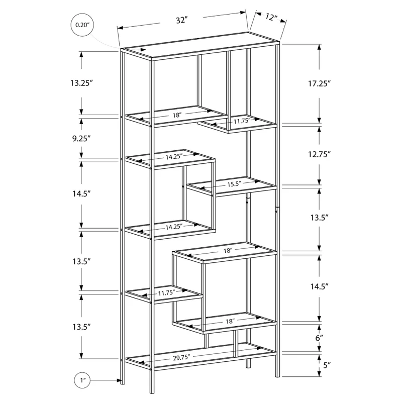 Étagère en métal avec 9 tablettes en verre trempé - I 7158-7159
