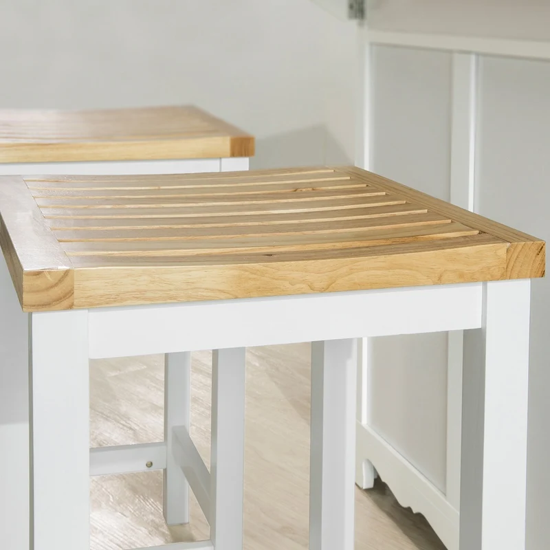 SoBuy FST29-WNx2 Lot de 2 Chaises Tabourets de Cuisine en Bois avec Repose-Pieds