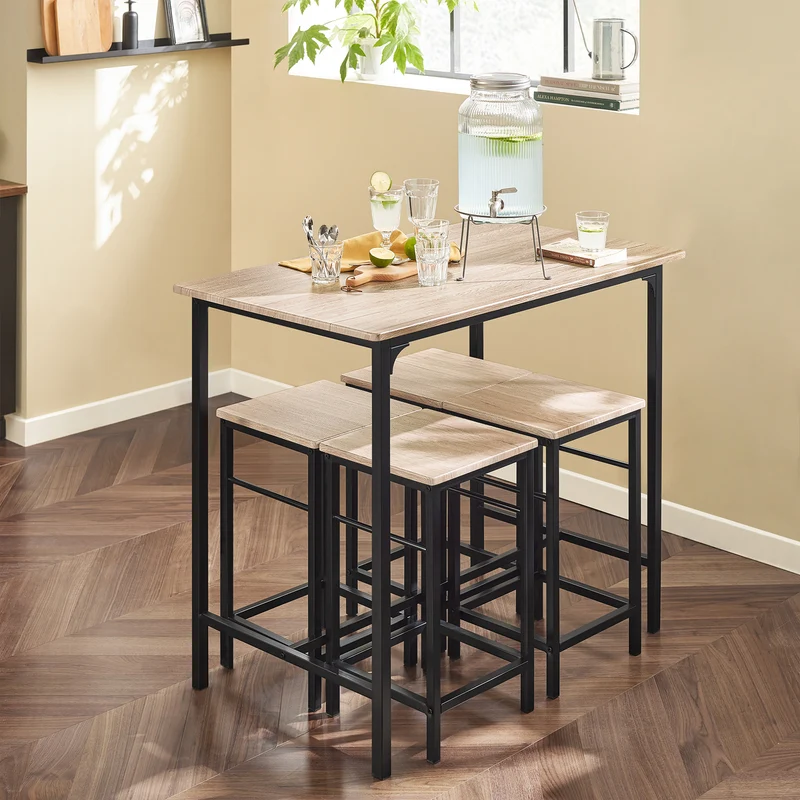 SoBuy OGT11-N Set de 1 Table + 4 Tabourets Ensemble table de bar bistrot