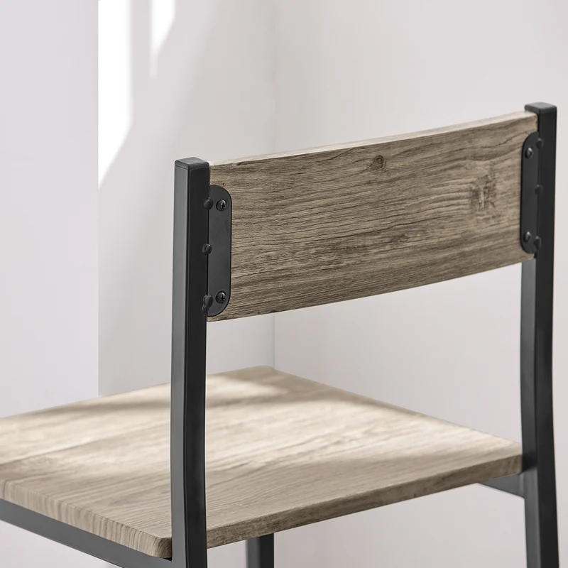 SoBuy OGT03-N Ensemble Table Haute avec 1 Table et 2 Tabourets, Format Gain de Place, Format Compact, Style Industriel, Usage Quotidien – Bois + Métal, Naturel