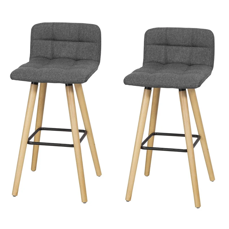SoBuy FST50-DGx2 Lot de 2 Tabourets de Bar Cuisine avec Dossier et Repose-Pieds