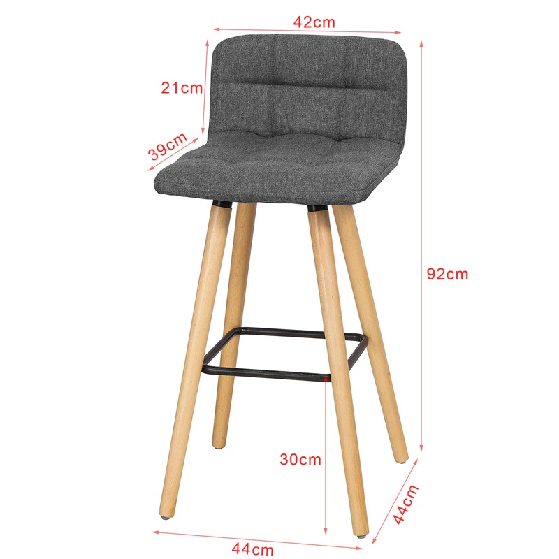 SoBuy FST50-DGx2 Lot de 2 Tabourets de Bar Cuisine avec Dossier et Repose-Pieds