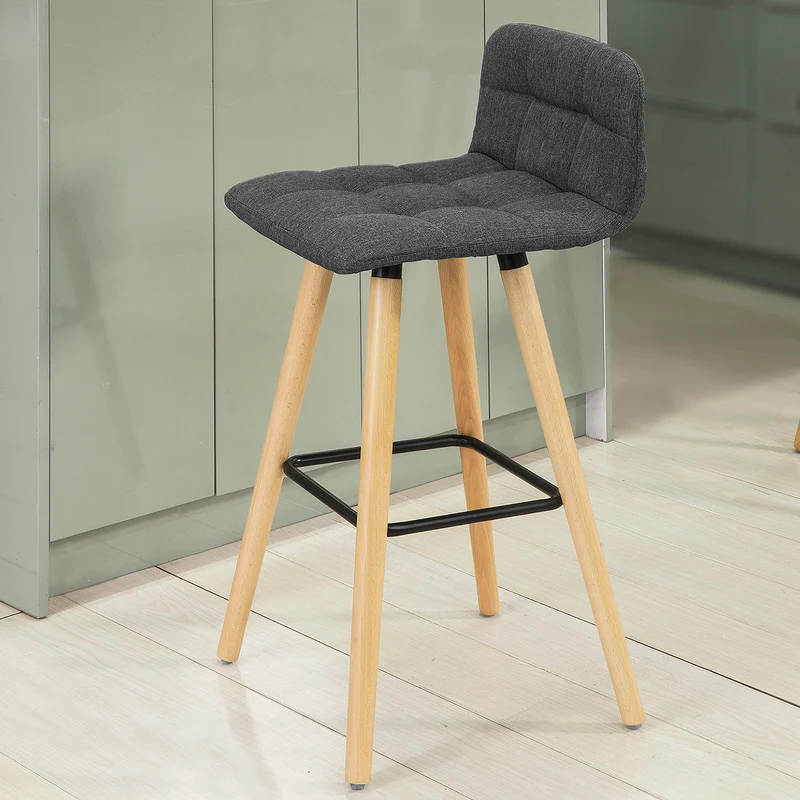 SoBuy FST50-DGx2 Lot de 2 Tabourets de Bar Cuisine avec Dossier et Repose-Pieds