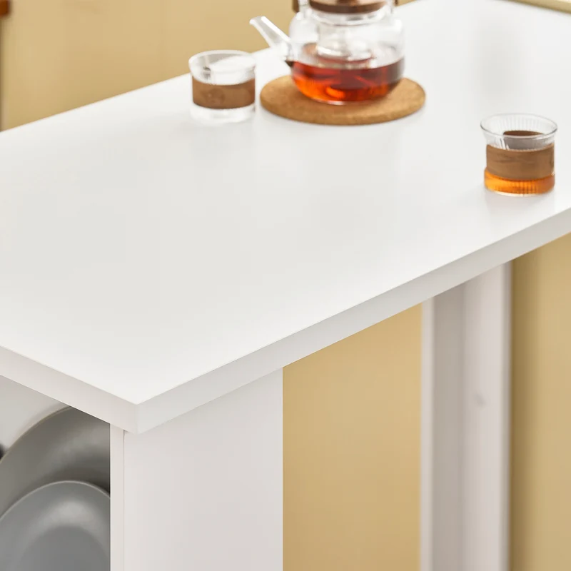 SoBuy FWT17-II-W Table de Bar Table Haute de Cuisine Table Mange Debout pour Petits Espaces, Bar pour Cuisine, Salon, Bureau ou Bar à Café Blanche 112 x 57 x 106 cm