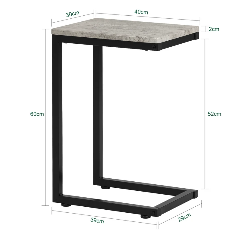 SoBuy FBT44-HG Table d'appoint Moderne - Table Basse Salon, Bout de Canapé à Café 40x30x60 cm Noir & Gris