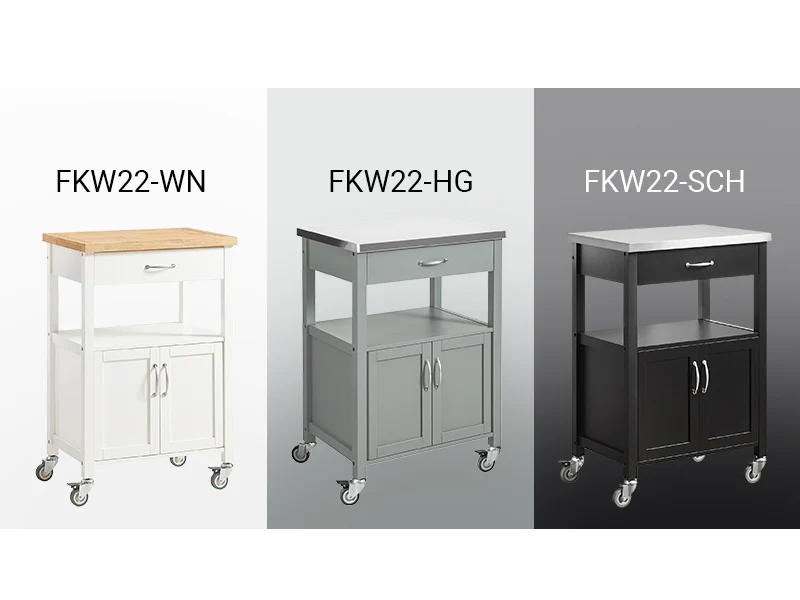 SoBuy FKW22-SCH Desserte de Cuisine à Roulettes avec Plan de Travail INOX, 1 Tiroir, 1 Étagère et 2 Portes, Chariot Multifonction – 60x45x92 cm, Noir