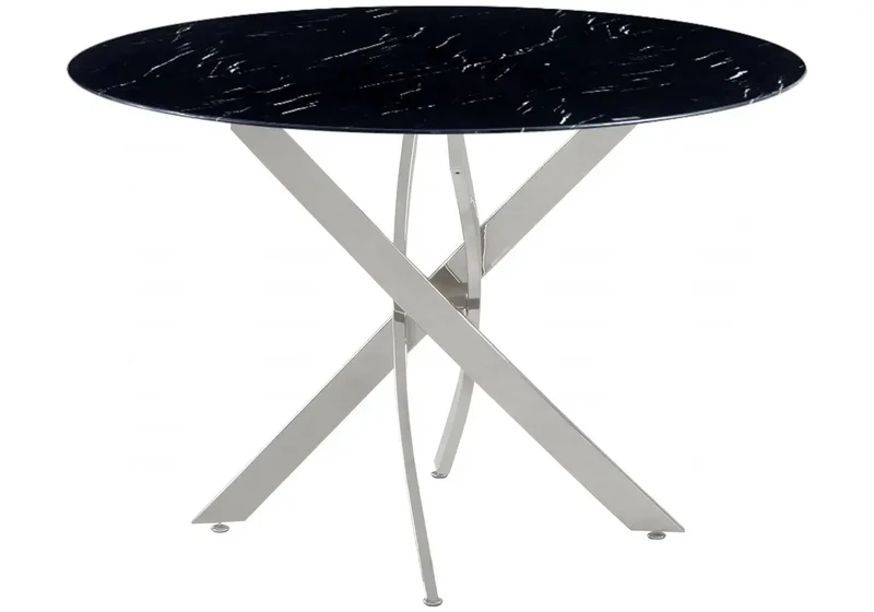 Table ronde marbre noir et chaises roses - Joy