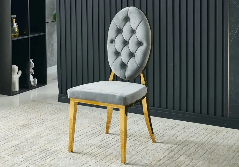Ensemble table chaise extensible dorée - Lika