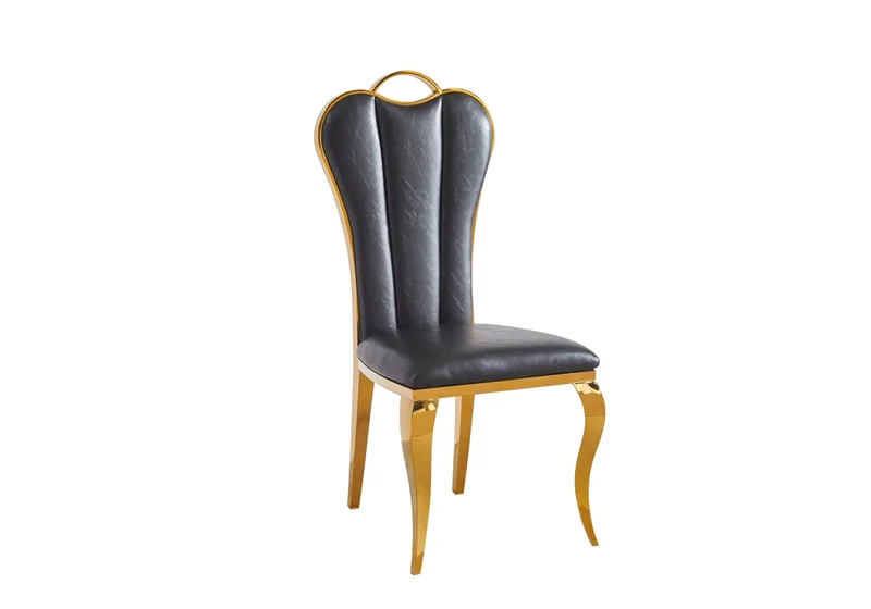 Ensemble table chaise dorée marbre noir - Max