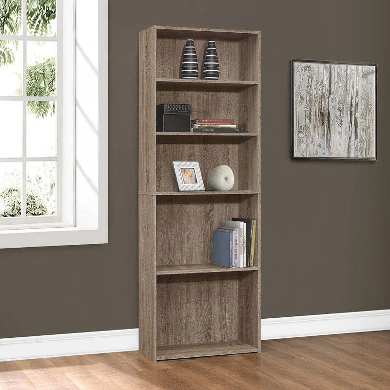 Bibliothèque en MDF/stratifié avec 5 tablettes - I 7467-7468-7469-7470