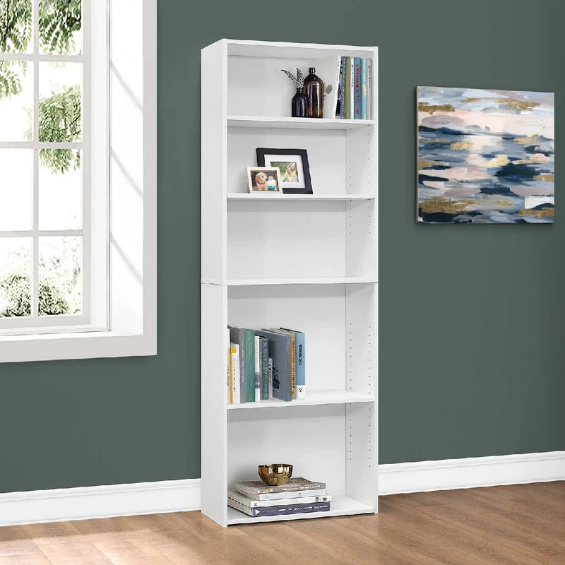 Bibliothèque en MDF/stratifié avec 5 tablettes - I 7467-7468-7469-7470
