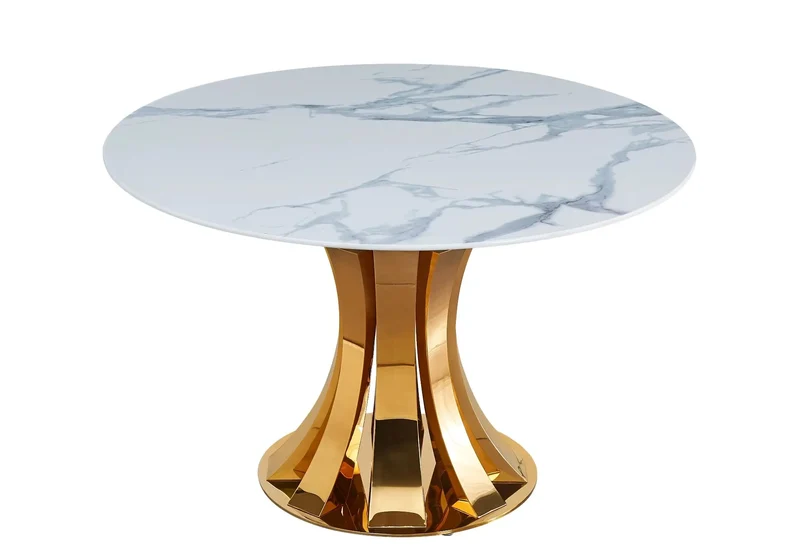 Ensemble table chaises dore céramique marbre - Sidy