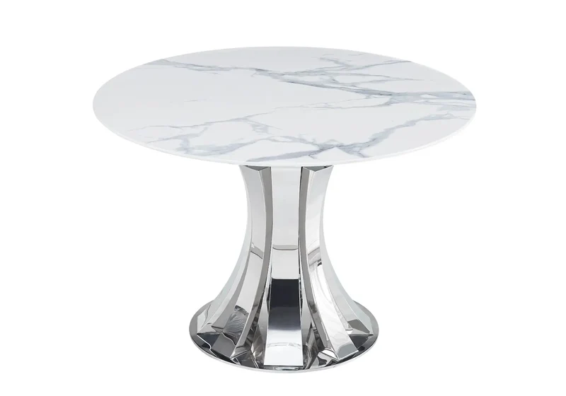 Ensemble table chaise céramique marbre blanc - Sidy