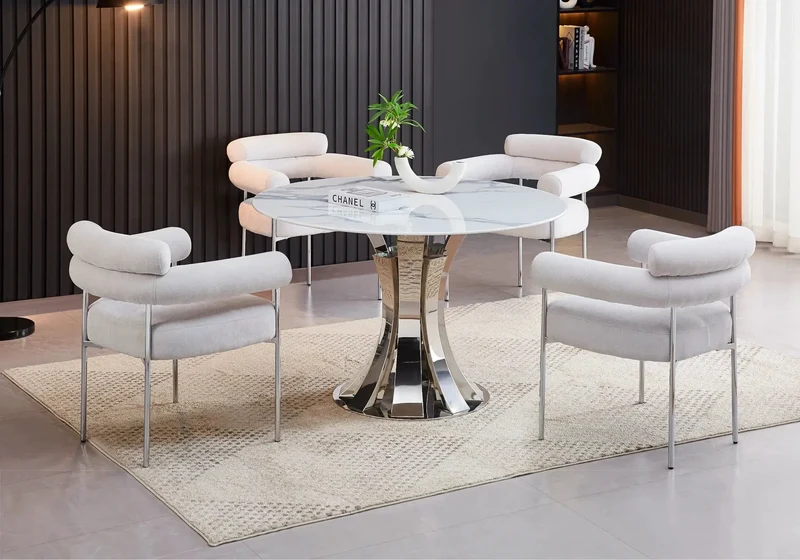 Ensemble table chaise chrome transparent - Sidy